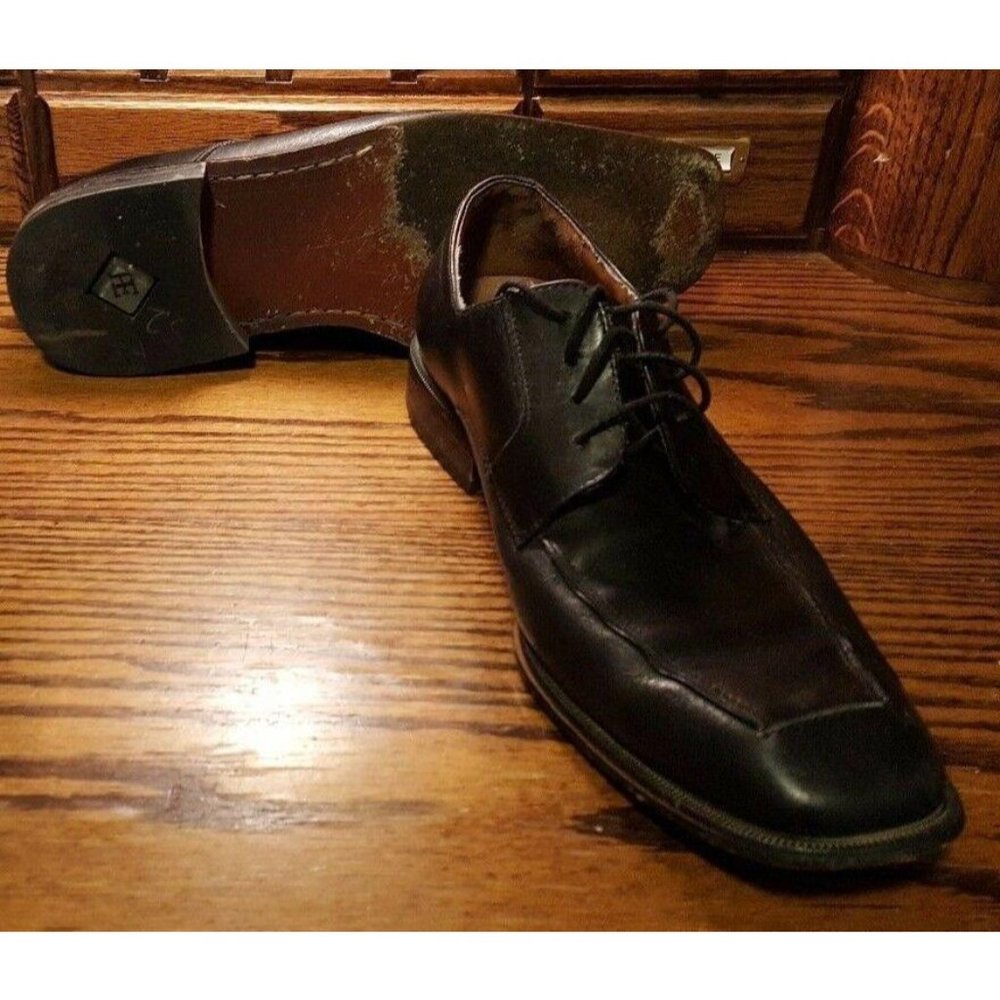 Perry Ellis Portfolio Style Square Toe Black Dress Shoes 10.5 M Lace Up Oxfords - Picture 11 of 12